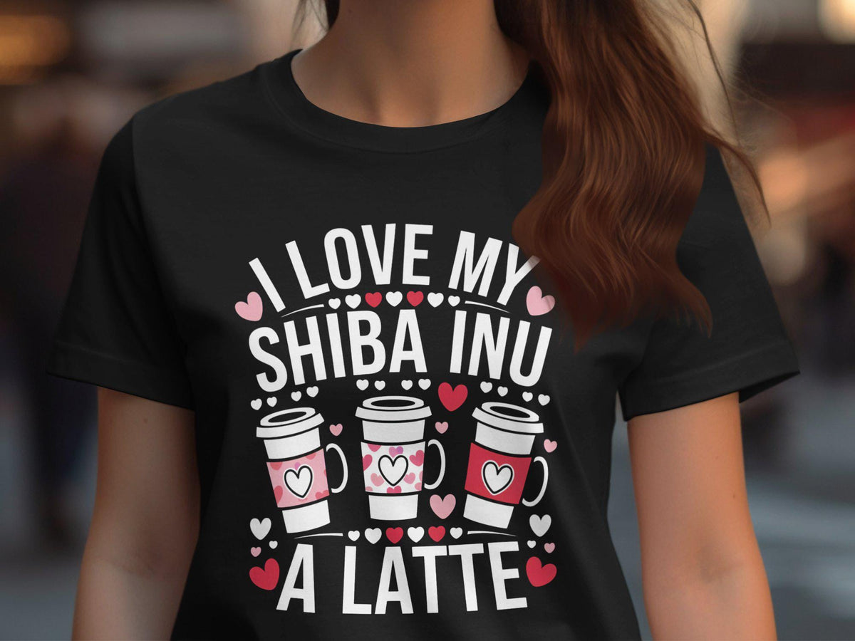 I Love My Shiba Inu A Latte T Shirt Cute Dog Lover Shirt Shiba Inu Dog Graphic Tee Womens Latte Shirt Coffee Lover Gift Graphic Tee – Aesthetic Look · Perfect For Daily Wear