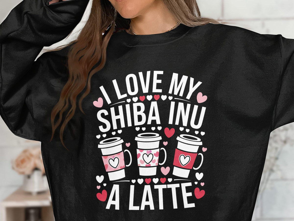 I Love My Shiba Inu A Latte Sweatshirt Dog Lover Gift Cute Shiba Inu Apparel Coffee Lover Sweater Shiba Inu Clothes Dog Mom Shirt Sweatshirt – Warm & Stylish · Top Pick For Any Outfit