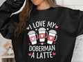 I Love My Doberman A Latte Sweatshirt Dog Lover Gift Cute Dog and Coffee Design Cozy Casual Wear Perfect Gift For Dog Owners Sweatshirt – Cozy Vibes · Great Gift For Fans