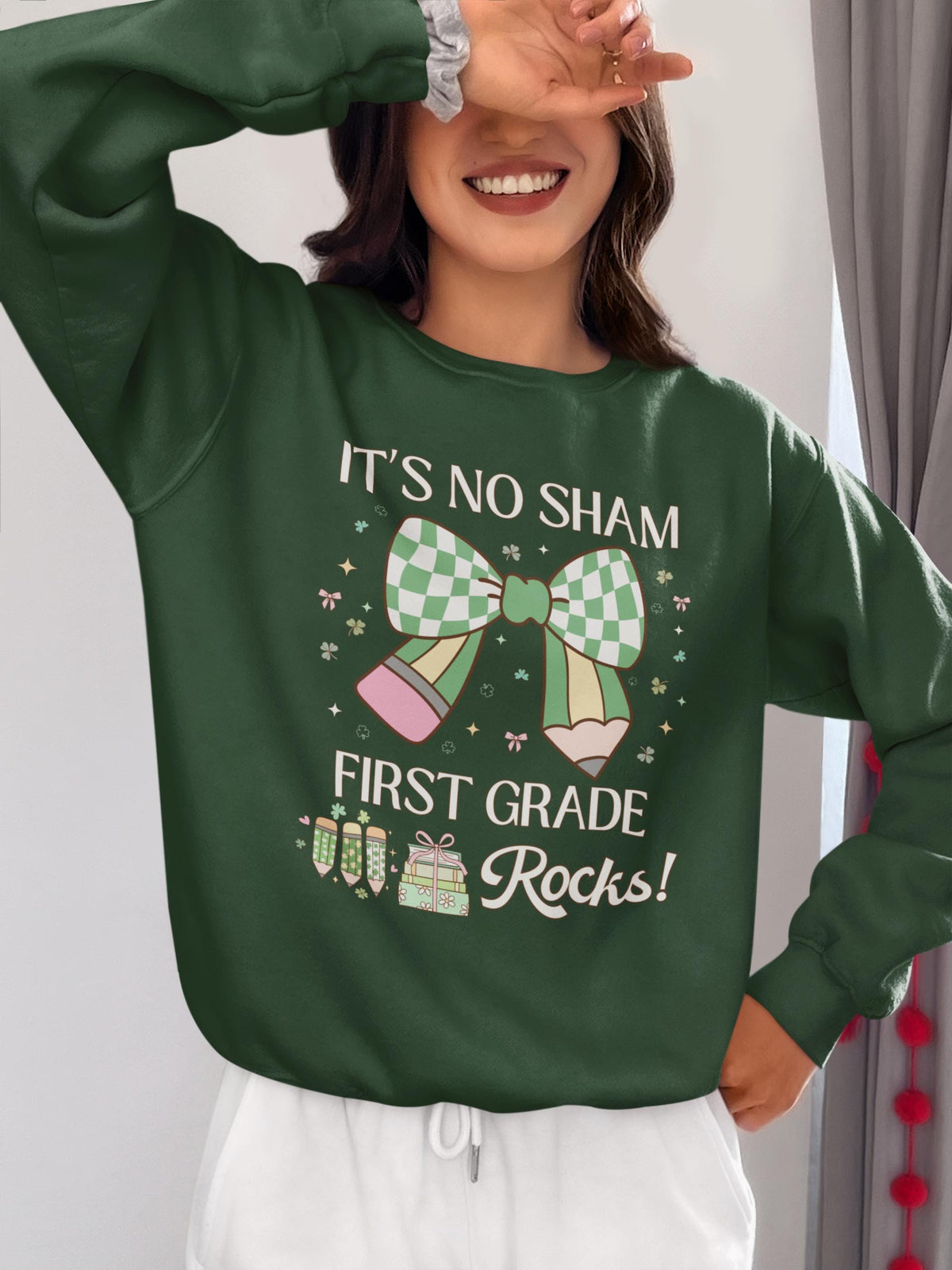 St Patricks Day Sweatshirt First Grade Rocks Funny Saying Teaching Assistant Crewneck for Student Teacher Elementary Education Major Gift Sweatshirt – Cozy Vibes · Top Pick For Any Outfit