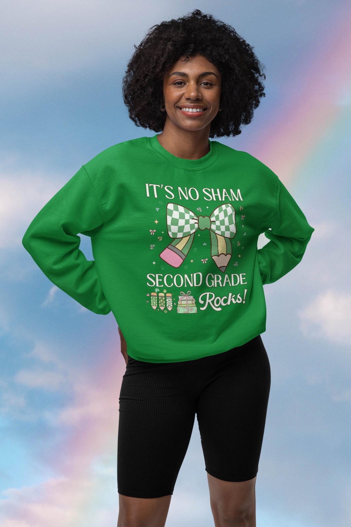 St Patricks Day Teacher Sweatshirt Second Grade Rocks Funny Saying Teaching Assistant Crewneck for Student Teacher Elementary Education Sweatshirt – Everyday Comfort · High-Quality Print