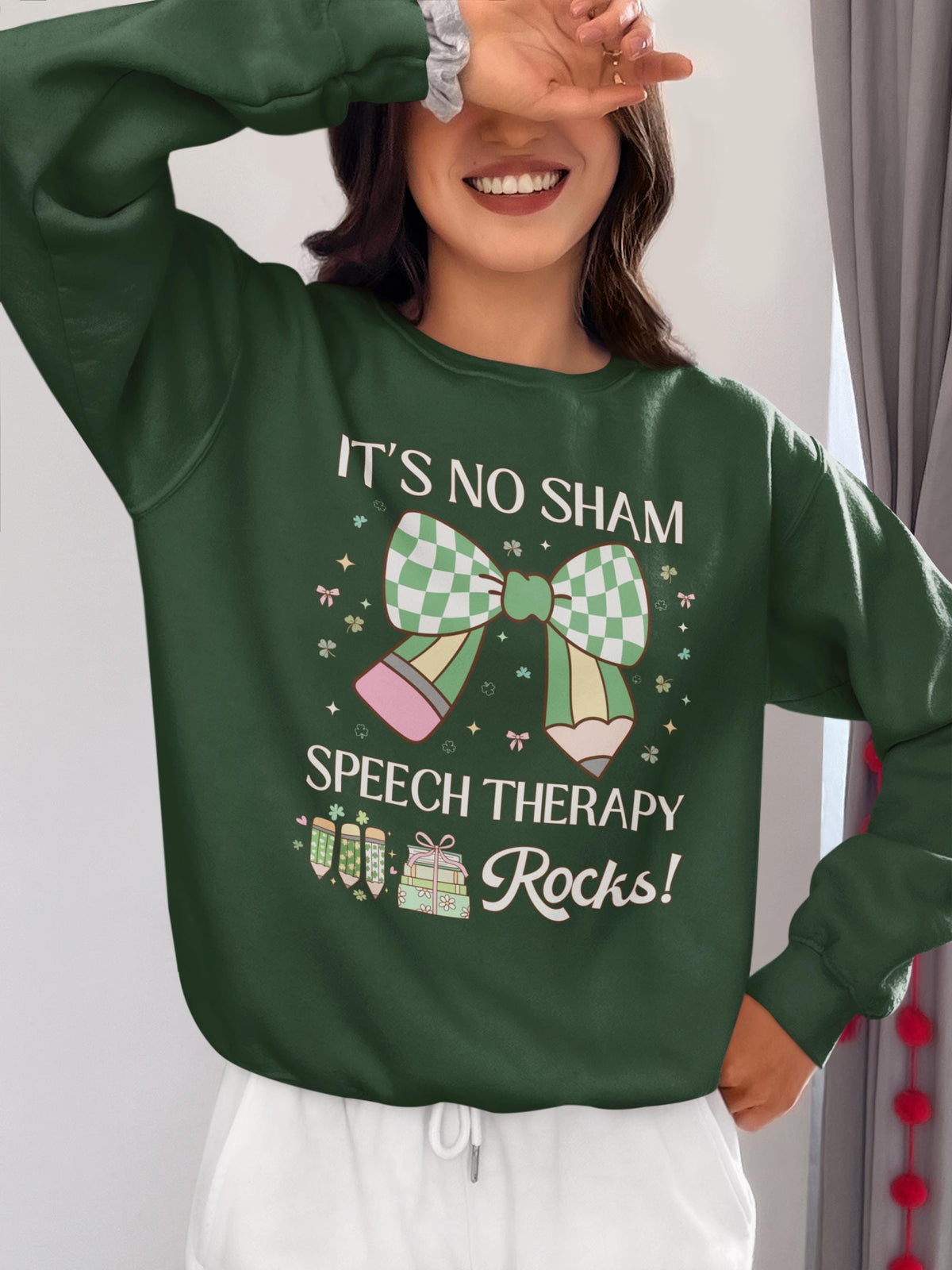 St Patricks Day Teacher Sweatshirt Speech Therapy Rocks Funny Saying Teaching Assistant Student Teacher Elementary Education Major Sweatshirt – Feel-Good Design · Perfect For Daily Wear