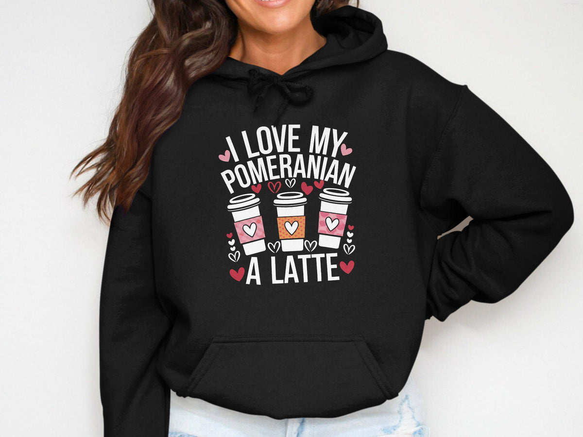 Womens Hoodie with Pomeranian Dog and Latte Design Cute Coffee Lover Gift Funny Dog Hoodie Womens Graphic Sweatshirt Cozy Wear Hoodie – Easygoing Wear · Great Gift For Fans