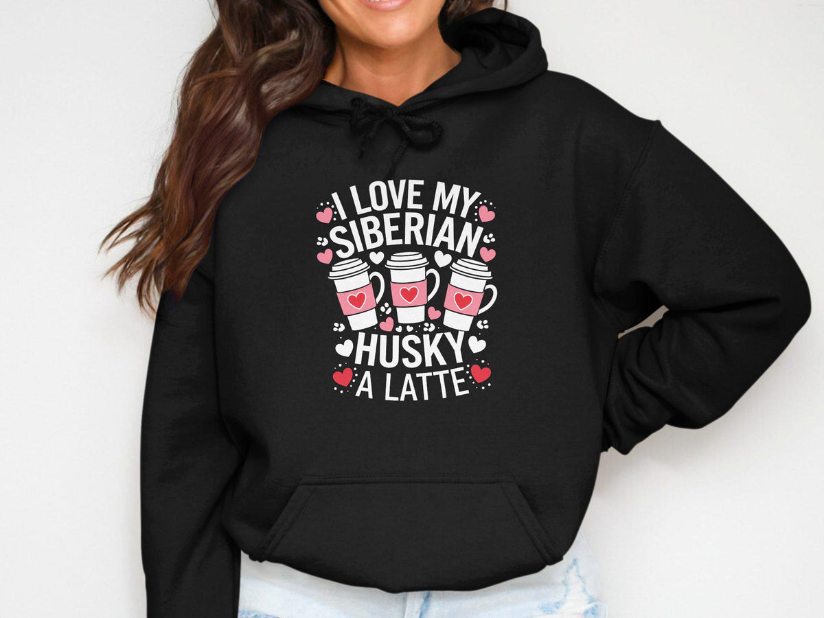 Women39s Hoodie with Adorable Dog Design Siberian Husky and Latte Art Fun Comfortable Cozy Pullover Cute Gift for Dog Lovers Hoodie – Fan Favorite · High-Quality Print