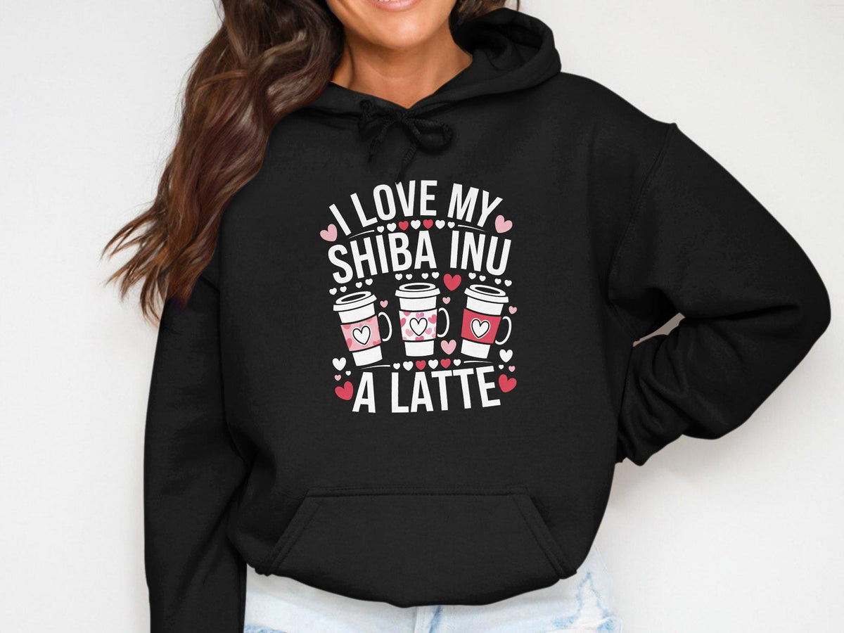 Cozy Women39s Hoodie with Cute Shiba Inu and Latte Design Perfect Gift for Dog Lovers Casual Wear Comfortable and Stylish Hoodie – Everyday Comfort · Must-Have Style