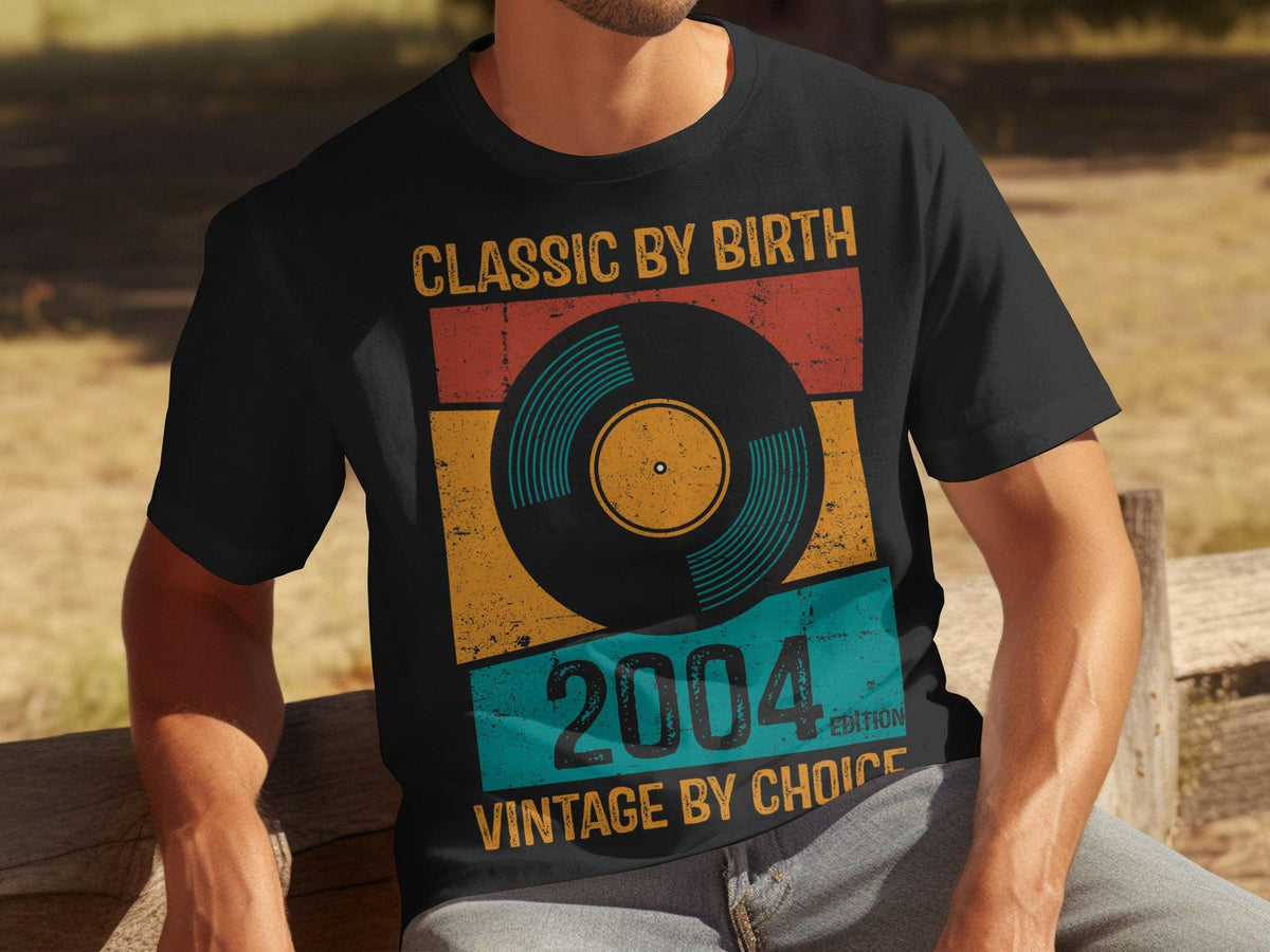 21st Birthday Gifts 2004 Vintage Vinyl Record Music Design TShirt Indie Era Birthday Gift for Men Classic 2000s Style 21 Years Old Tee Graphic Tee – Bold Style · Trending Graphic Apparel