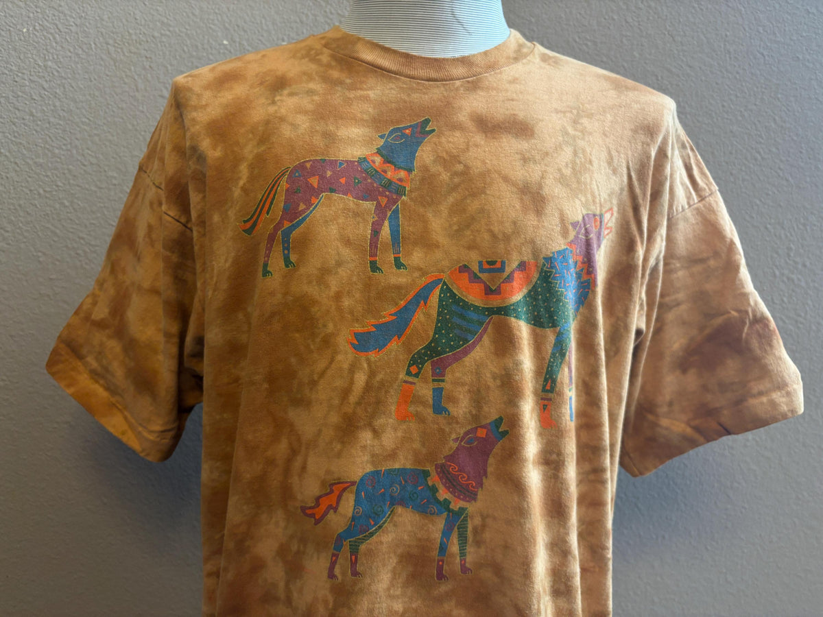 Vintage 90s Native Tribal Wolves Dark Orange Tye Dye Tshirt XL Graphic Tee – Cozy Vibes · Must-Have Style