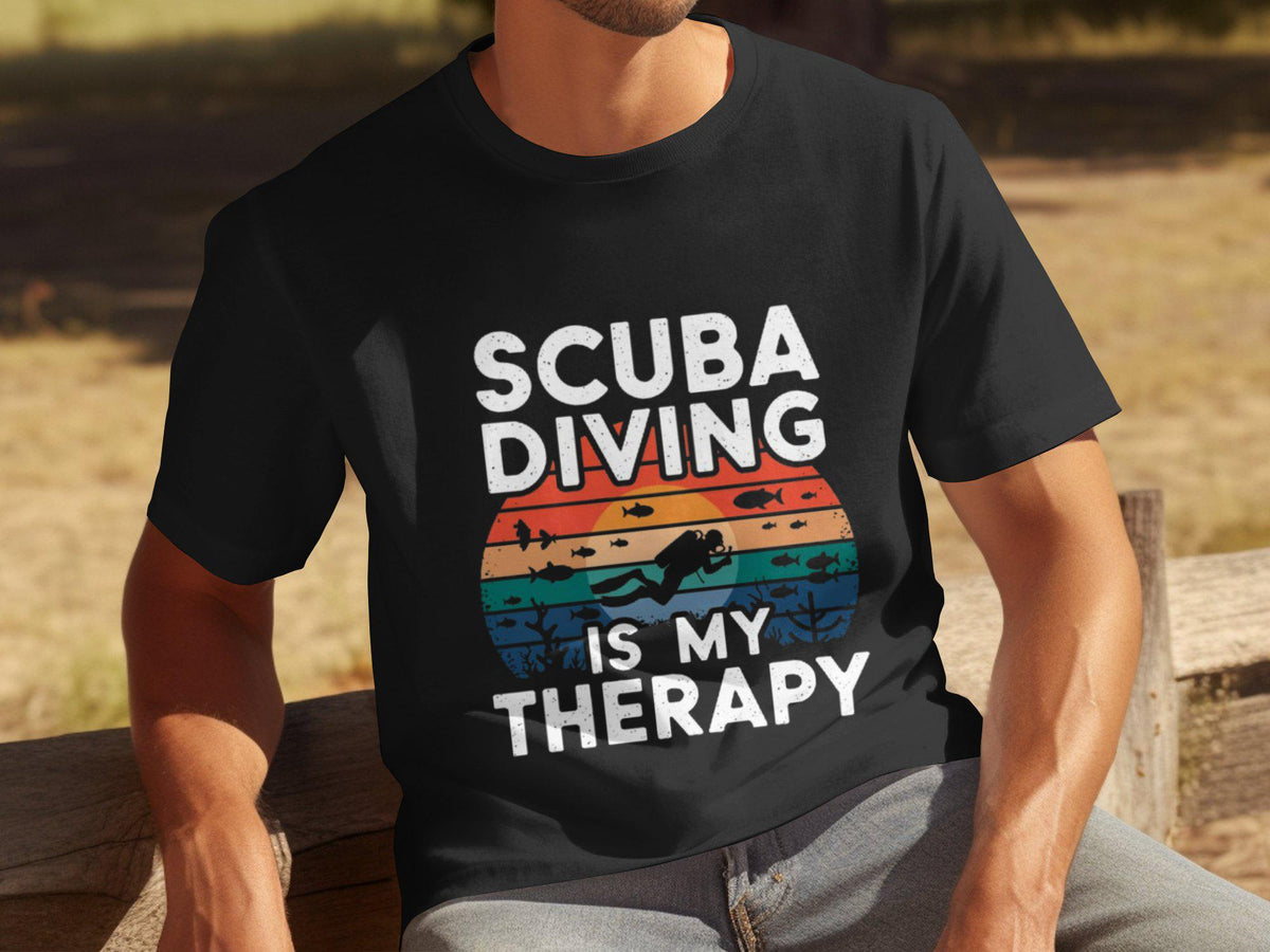 Scuba Diving Is My Therapy TShirt Funny Mens Therapy Tee Diver Tee Shirt Humorous Graphic Tee Unique Gift for Scuba Divers Graphic Tee – Premium Graphic · Trending Graphic Apparel
