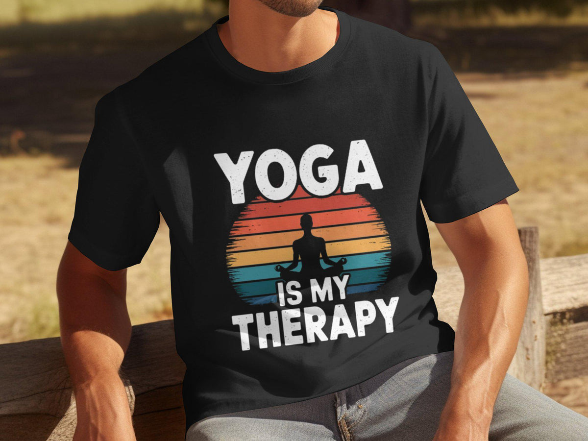 Funny Yoga Therapy TShirt Yoga Is My Therapy Shirt Mens Yoga Workout Tee Meditation Therapy Humor Gift For Yoga Lovers Graphic Tee – Soft Feel · Top Pick For Any Outfit