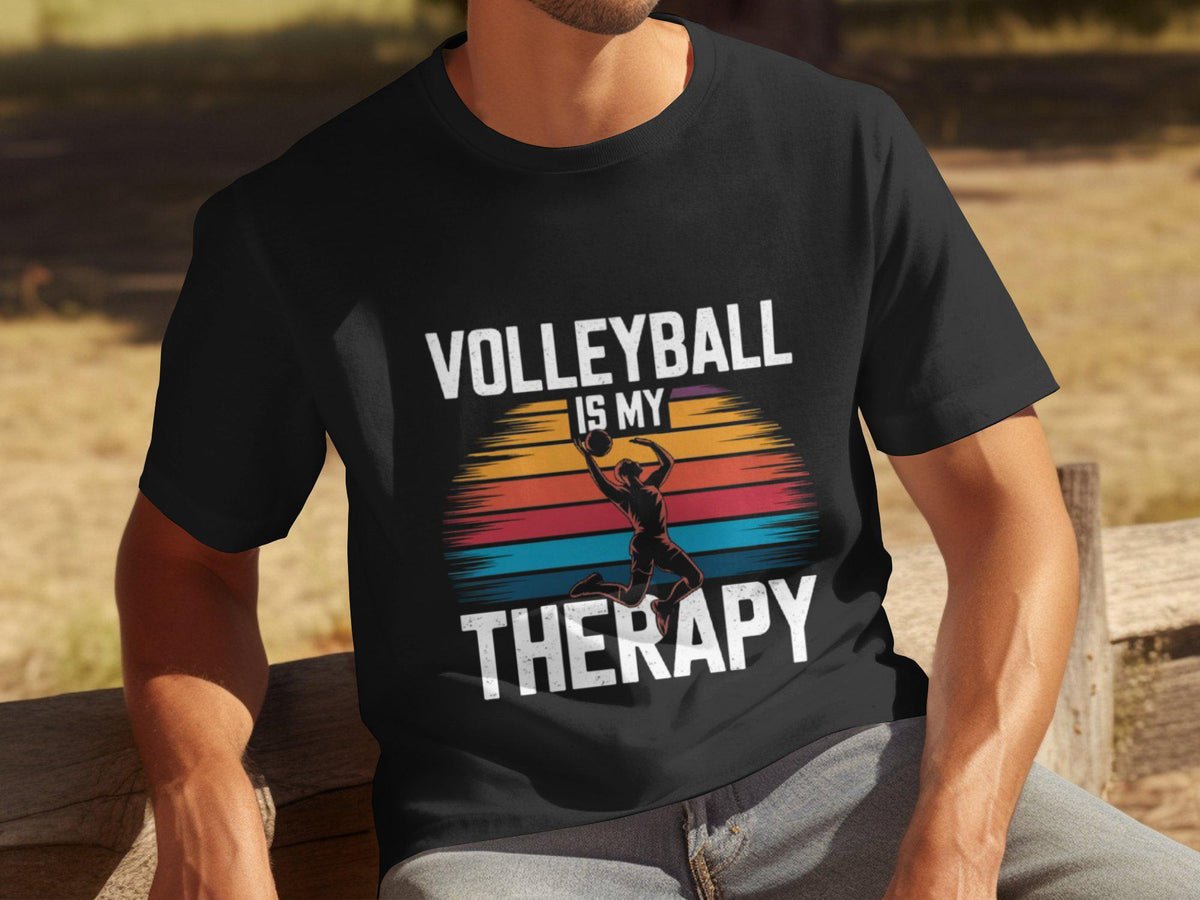 Mens Funny Volleyball Therapy T Shirt Volleyball Is My Therapy Tee Gift for Volleyball Players Volleyball Lover Shirt Dad Sports Shirt Graphic Tee – Soft Feel · Must-Have Style