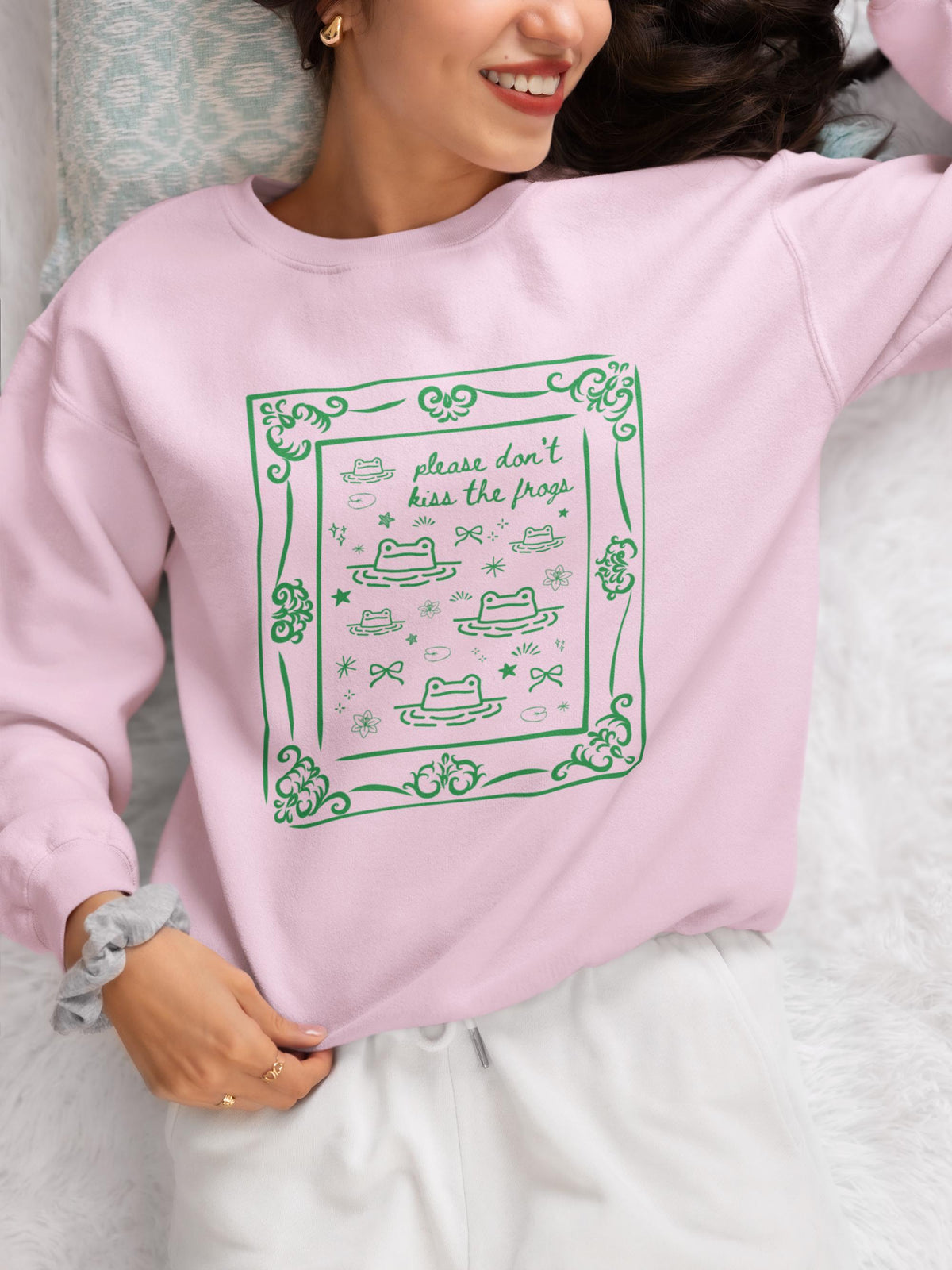 Funny Frog Lover Sweatshirt for Animal or Amphibian Lover Please Don39t Kiss the Frogs Silly Weirdcore Goblincore Shirt with Y2K Doodles Sweatshirt – Cozy Vibes · Perfect For Daily Wear