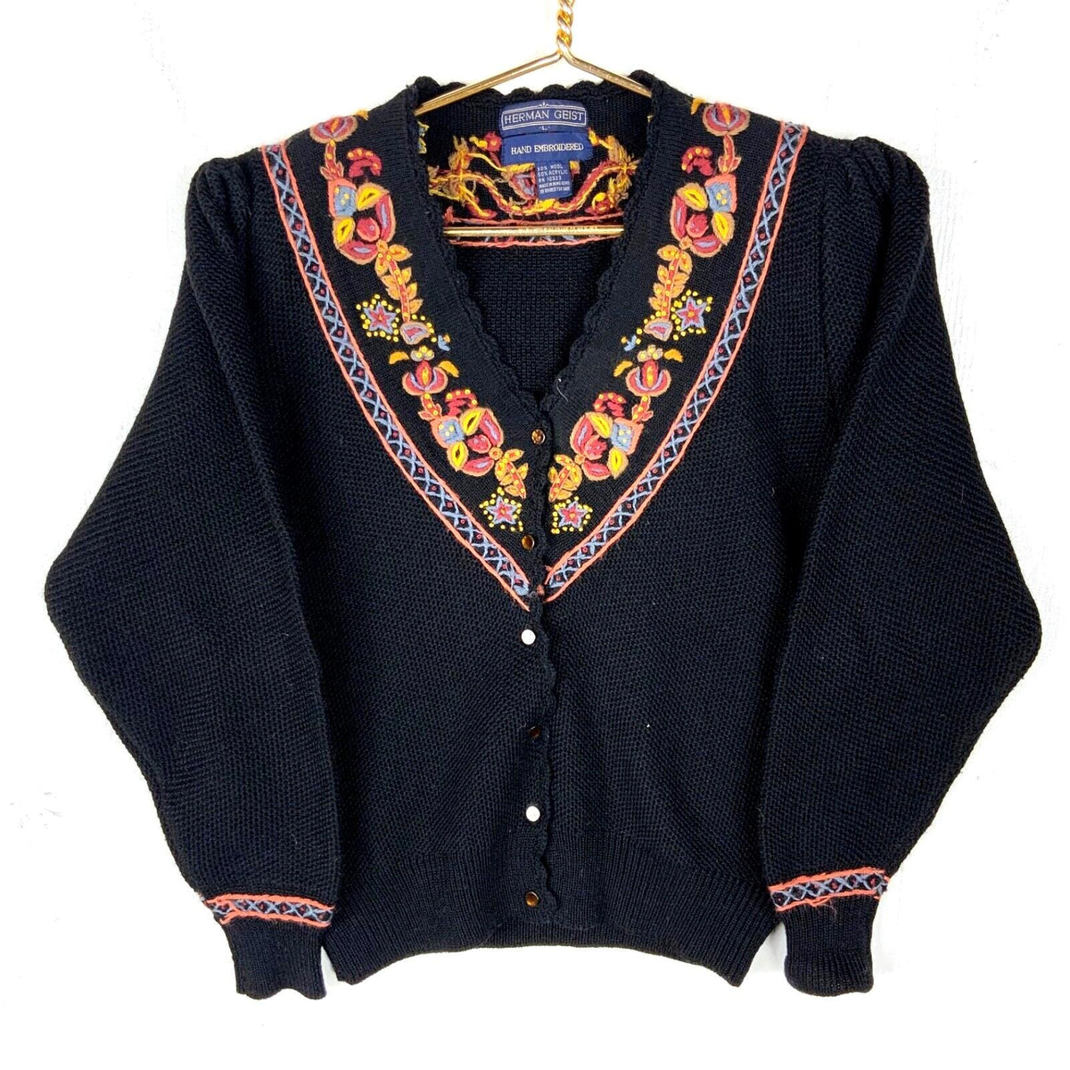 Vintage Herman Geist Hand Knit Sweater Womens Large Black Cardigan 90s Graphic Tee – Premium Graphic · Trending Graphic Apparel