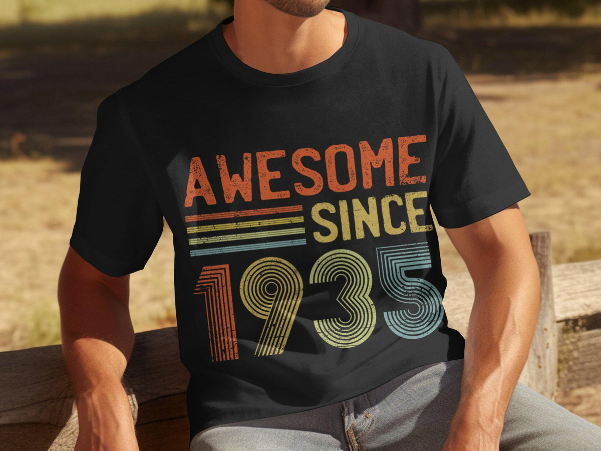 Awesome Since 1935 T Shirt 90th Birthday Shirt Gildan 5000 T Shirt 90 Years Born In 1935 Gildan 18000 Sweatshirt Hoodie 18500 Hoodie – Everyday Comfort · High-Quality Print