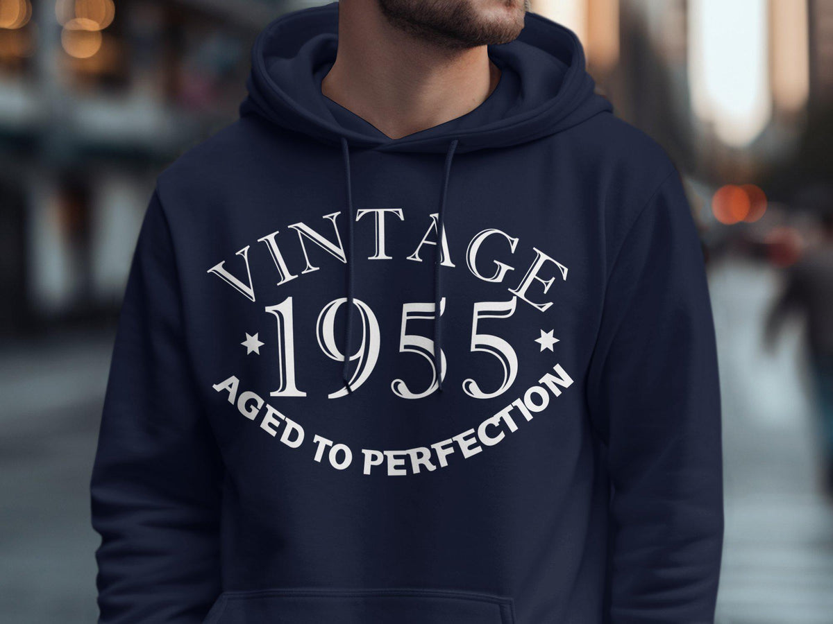 Vintage 1955 Aged to Perfection 70th Birthday Tee Born in 1955 Gift 70 Years Old Shirt Gildan 5000 T Shirt Sweatshirt Hoodie Hoodie – Aesthetic Look · High-Quality Print
