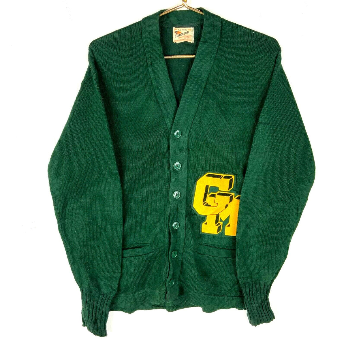 Vintage Princeton 1950s Knit Wool Sweater Small Green Cardigan Made Usa Graphic Tee – Bold Style · High-Quality Print