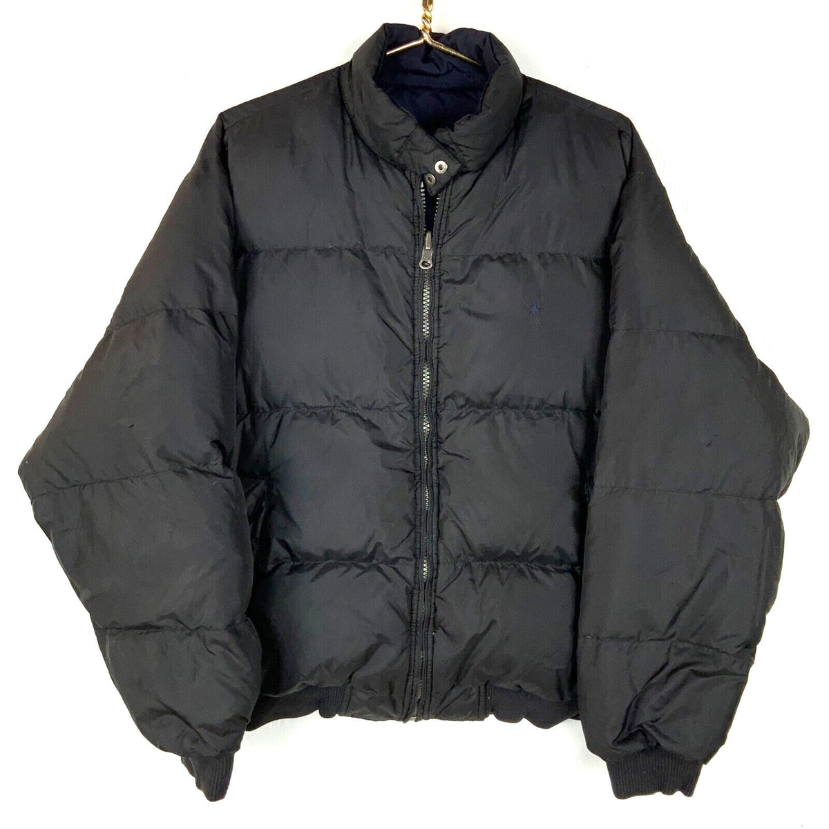 Vintage Polo Ralph Lauren Down Jacket Large Black Blue Reversible Puffer Graphic Tee – Soft Feel · Great Gift For Fans