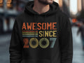 18th Birthday T Shirt Hoodie Sweatshirt Awesome Since 2007 T Shirt 18 Years Old Born In 2007 Shirt Retro Birthday Gift Hoodie – Soft Feel · Top Pick For Any Outfit