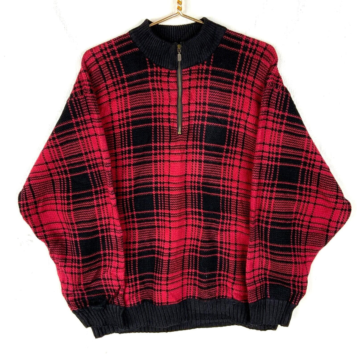 Vintage Tommy Hilfiger Knit Sweater Large Red 14 Zip Plaid 90s Graphic Tee – Feel-Good Design · Must-Have Style