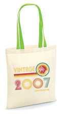 Vintage 2007 Tote Bag 18th Birthday Tote Born in 2007 Gift 18 Years Old Party Bag Limited Edition Tote Retro Palm Design Tote Bag – Soft Feel · Perfect For Daily Wear