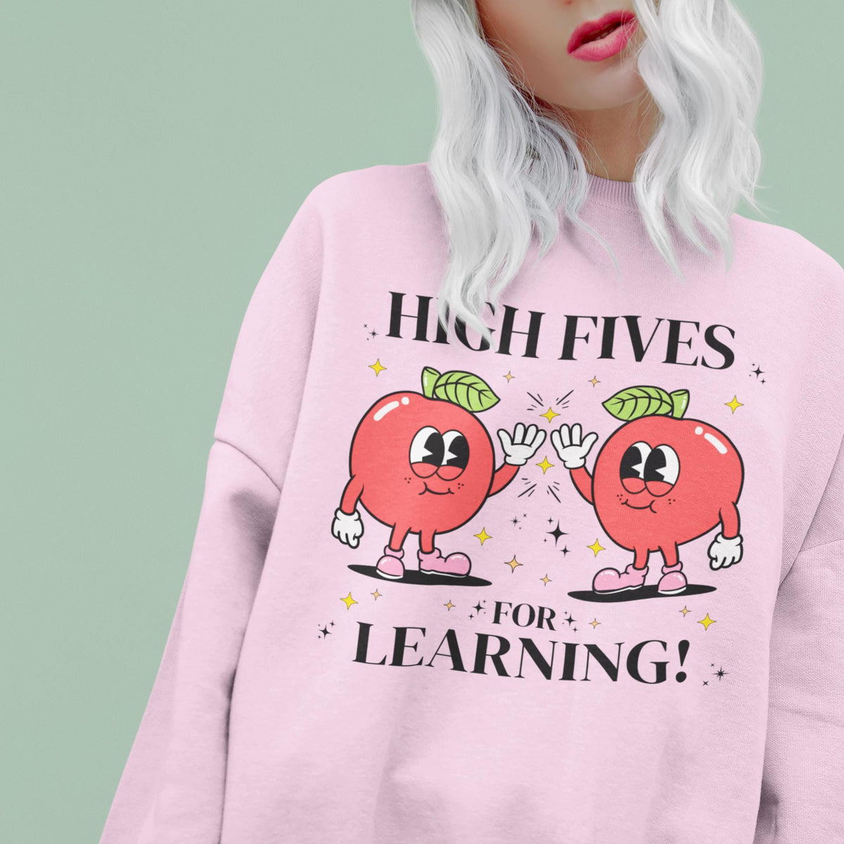 Cute Teacher Sweatshirt for First Grade or Second Grade Student Teacher Teaching Major High Fives for Learning Funny School Principal Sweatshirt – Easygoing Wear · Perfect For Daily Wear