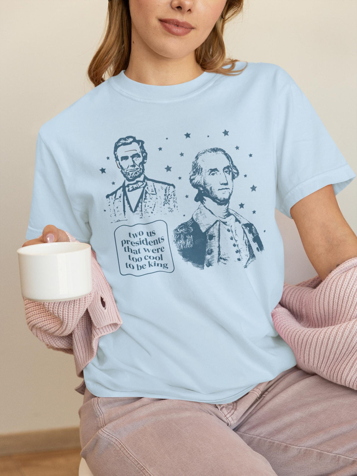 George Washington and Abraham Lincoln Tee Shirt Too Cool To Be King Funny American History Shirt for Social Studies Teacher History Buff Graphic Tee – Easygoing Wear · Must-Have Style