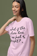 Cute Positive Affirmation Tee Shirt with Stars Cozy Goblincore TShirt Celestial Magic Witchy Vibes What if the Stars Line Up Just Right Graphic Tee – Aesthetic Look · High-Quality Print