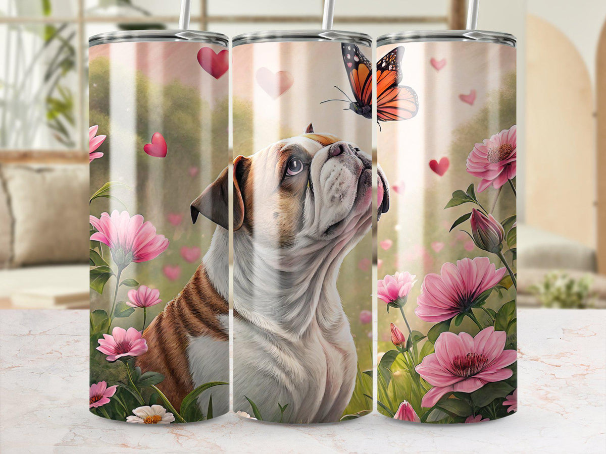 Dog and Butterfly Tumbler Wrap 20 oz Digital PNG Flowers and Dog Tumbler Image Cute Dog Digital Wrap Floral Tumbler Design Graphic Tee – Cozy Vibes · Must-Have Style