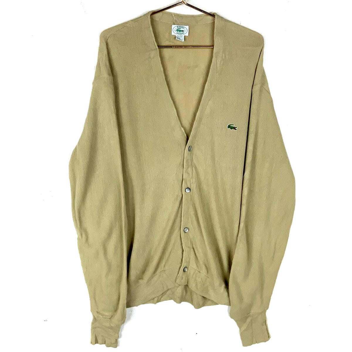 Vintage Lacoste Knit Sweater Large Beige Cardigan Made Usa 90s Graphic Tee – Cozy Vibes · Must-Have Style