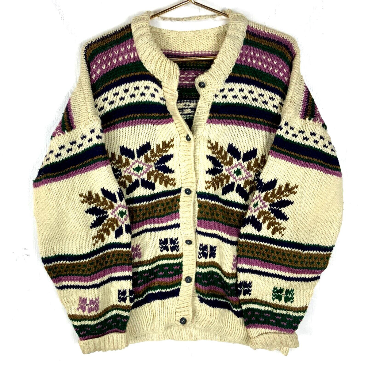 Vintage Grandma Knit Sweater Womens Medium White Cardigan Pattern 90s Graphic Tee – Warm & Stylish · Top Pick For Any Outfit
