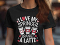 Cute Springer Spaniel Dog Lover Shirt Women Graphic Tee Fun Latte Design Feminine Fit Dog Mom Gift Funny Coffee Dog T Shirt Graphic Tee – Premium Graphic · High-Quality Print