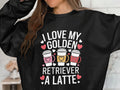Golden Retriever Dog Lover Sweatshirt Cute Latte Design Perfect Gift for Dog Moms Cozy Sweater for Dog Enthusiasts Sweatshirt – Warm & Stylish · Perfect For Daily Wear