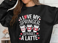 Cute Dog Lover Sweatshirt Springer Spaniel Latte Design Cozy Dog Mom Gift Funny Coffee Sweatshirt Pet Lover Hoodie Dog Owner Pullover Hoodie – Soft Feel · Top Pick For Any Outfit