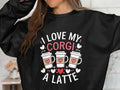 I Love My Corgi A Latte Sweatshirt Cute Dog Lover Gift Cozy Casual Wear Fun Graphic Pullover Heart Latte Design Casual Outfits Sweatshirt – Aesthetic Look · Great Gift For Fans