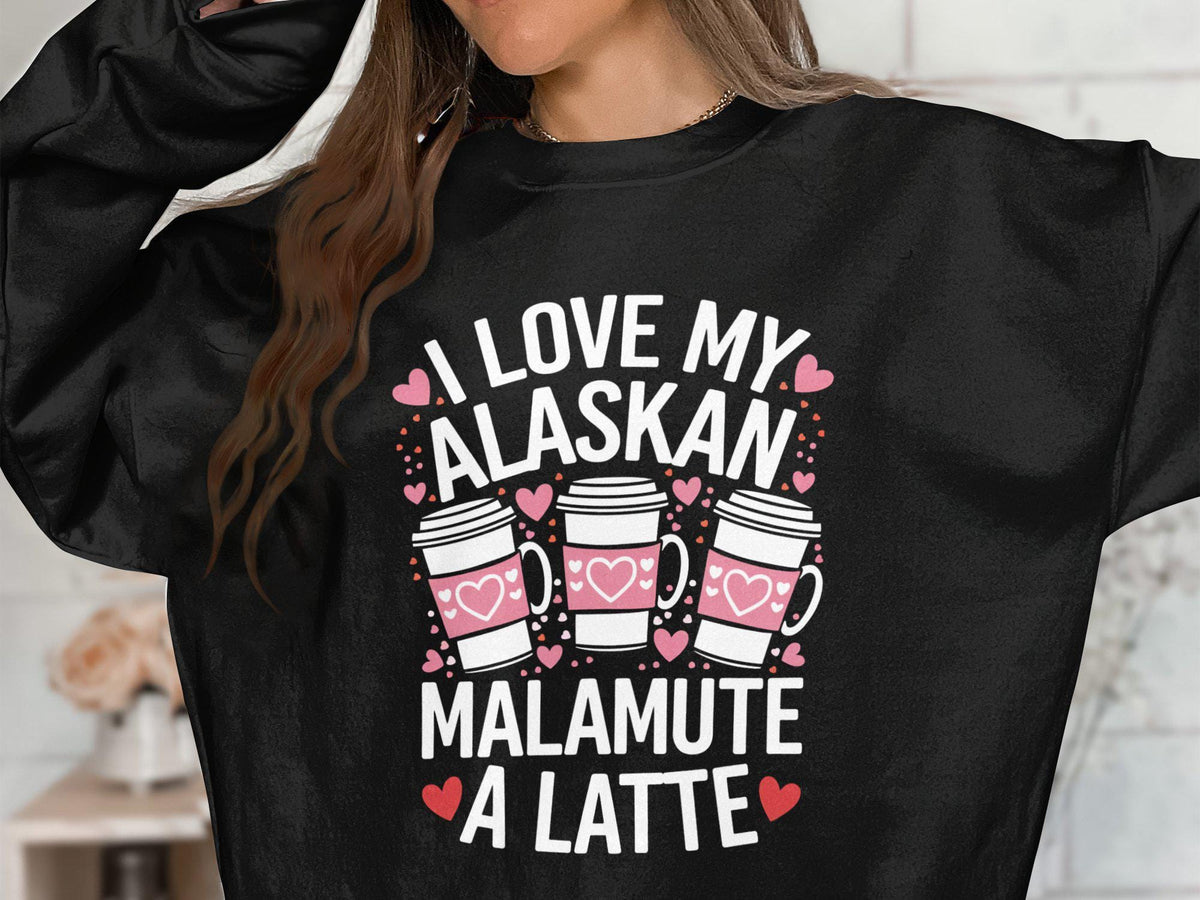 Cute Dog Sweatshirt Alaskan Malamute Lover Funny Coffee Design Cozy Hoodie Gift Unique Dog Theme Apparel Latte Inspired Sweater Hoodie – Premium Graphic · Top Pick For Any Outfit