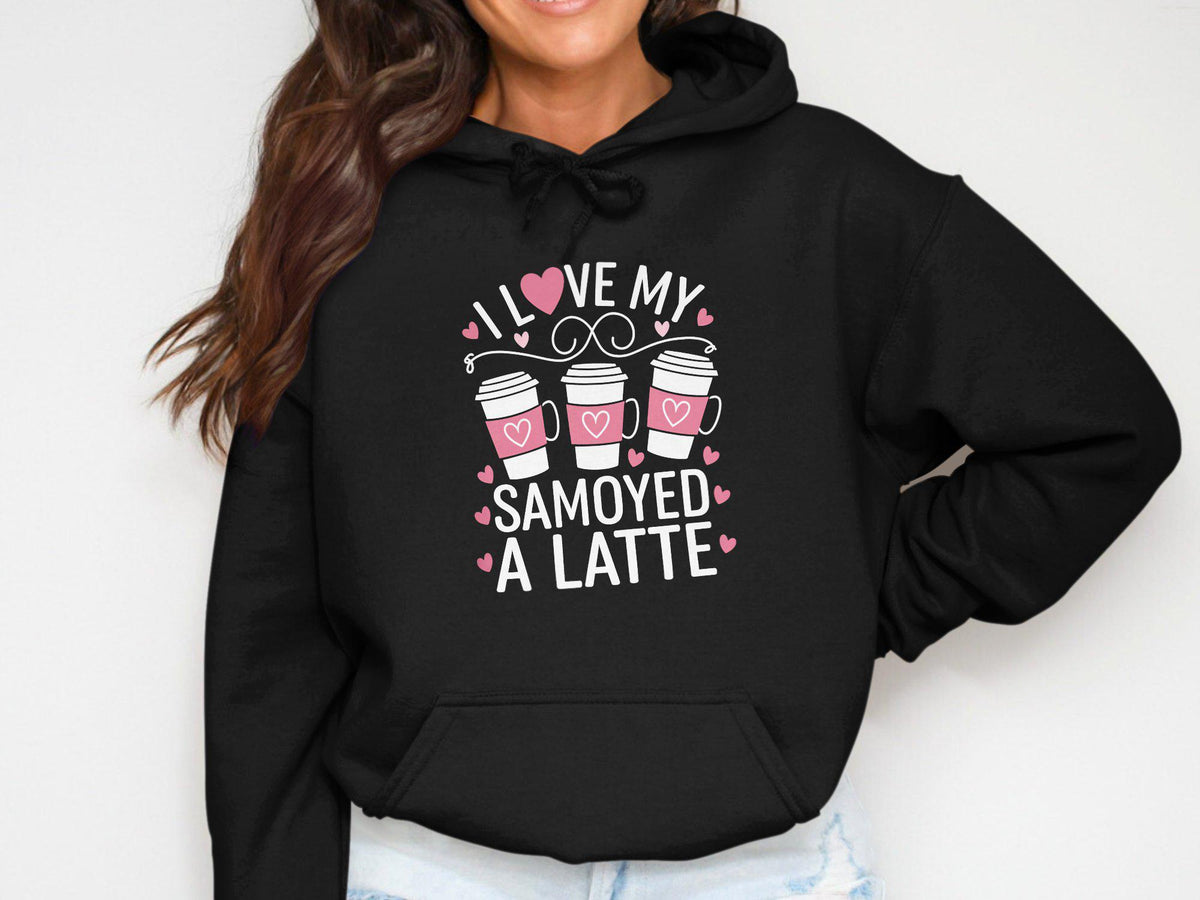 Cute Dog Lover Hoodie Samoyed Hoodie for Women Cozy Hoodie with Dog and Latte Design Gift for Dog Moms Dog Lover Sweatshirt Casual Hoodie – Fan Favorite · High-Quality Print