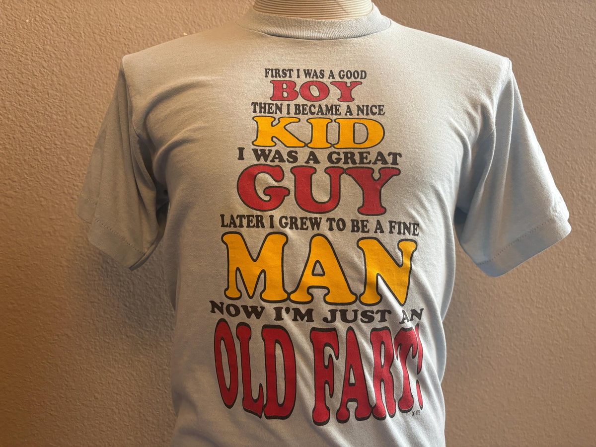 Vintage 80s Good Boy To Old Fart Funny Man Tshirt M Graphic Tee – Soft Feel · Perfect For Daily Wear
