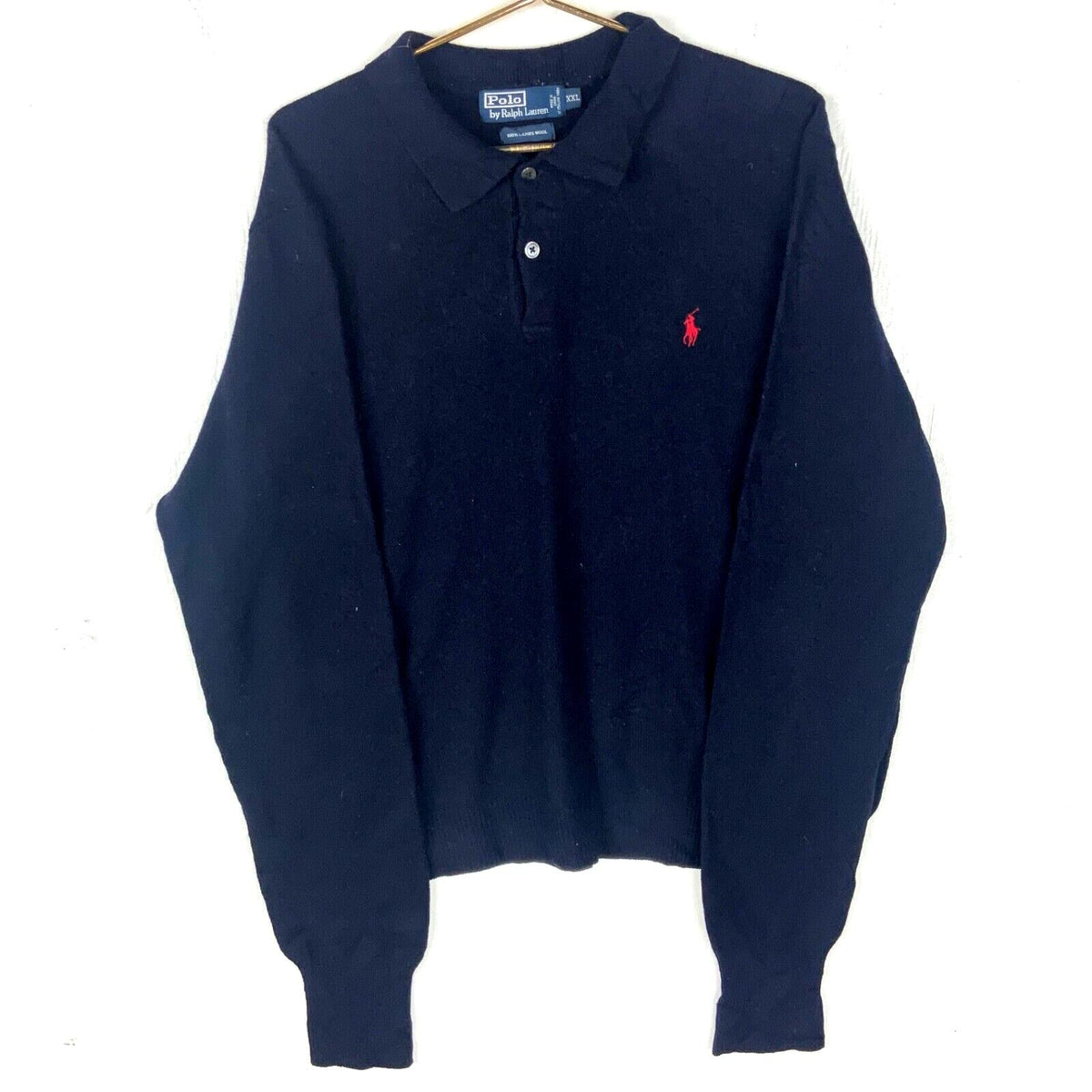 Vintage Polo Ralph Lauren Knit Wool Sweater 2XL Blue Henley Graphic Tee – Warm & Stylish · Great Gift For Fans