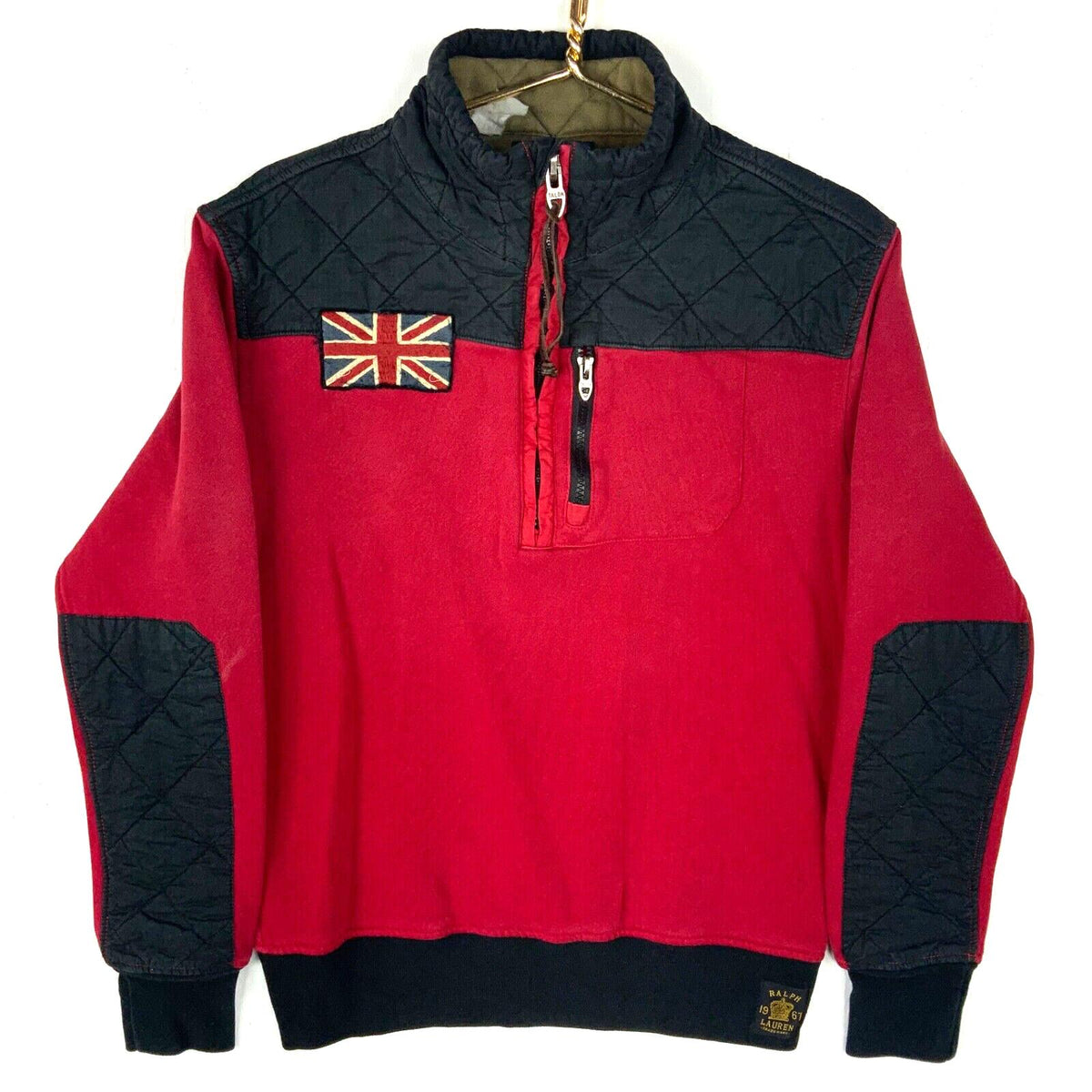 Polo Ralph Lauren Mens Medium Jacket Moto Racing Red 14 Zip British Flag Graphic Tee – Aesthetic Look · Perfect For Daily Wear
