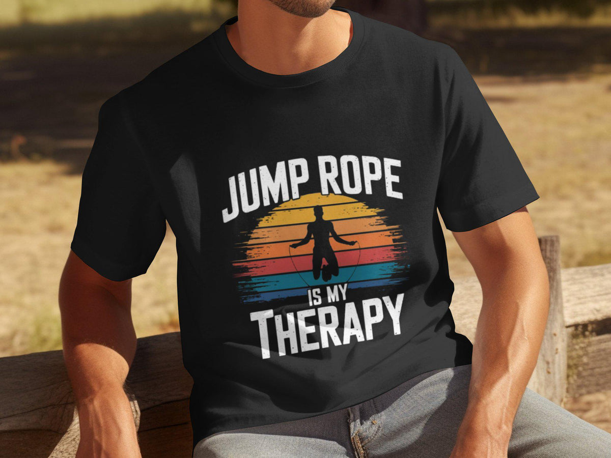 Jump Rope Is My Therapy T Shirt Mens Funny Workout Tee Retro Fitness Shirt Gym Enthusiast Gift Cardio Lover Present Exercise Humor Graphic Tee – Premium Graphic · Perfect For Daily Wear