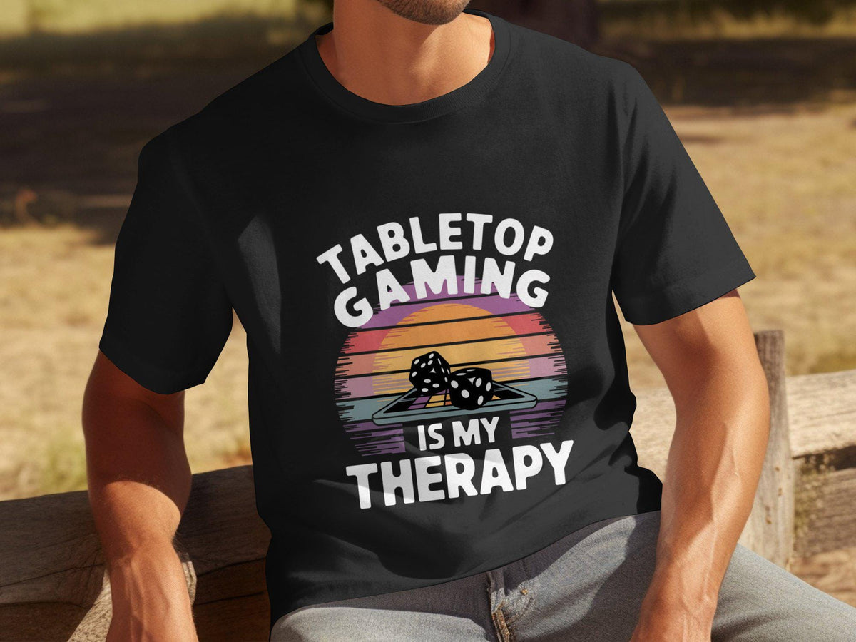 Tabletop Gaming Is My Therapy Mens Funny T Shirt Dice Gaming Therapy Shirt Nerdy Therapy Tee Gift For Gamers Retro Gaming Shirt Graphic Tee – Cozy Vibes · Must-Have Style