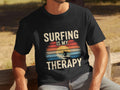 Mens Funny Surfing TShirt Surfing Is My Therapy Shirt Surfer Graphic Tee Beach Therapy TShirt Surf Lover Gift Retro Surf Tee Graphic Tee – Everyday Comfort · Perfect For Daily Wear