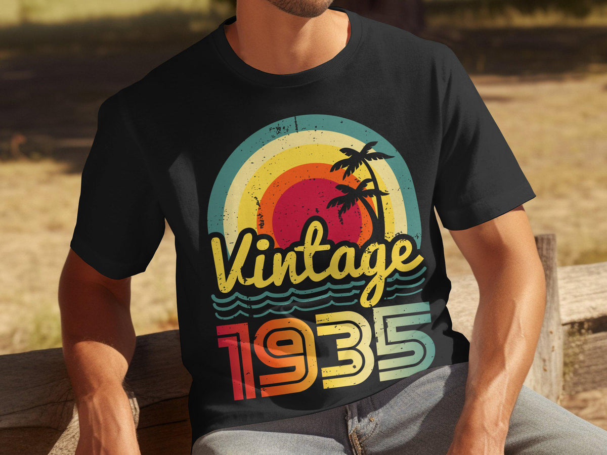 Vintage 1935 90th Birthday Shirt Retro 90 Years Old Gift Born In 1935 TShirt Vintage 90th Birthday Sweatshirt Gildan Hoodie Hoodie – Soft Feel · High-Quality Print