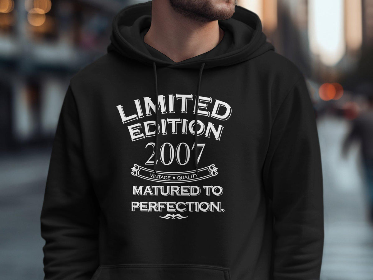 Limited Edition 2007 Birthday T Shirt Hoodie Sweatshirt Born In 2007 18th Birthday Gift 18 Years Old Vintage Quality Tee Hoodie – Aesthetic Look · Great Gift For Fans
