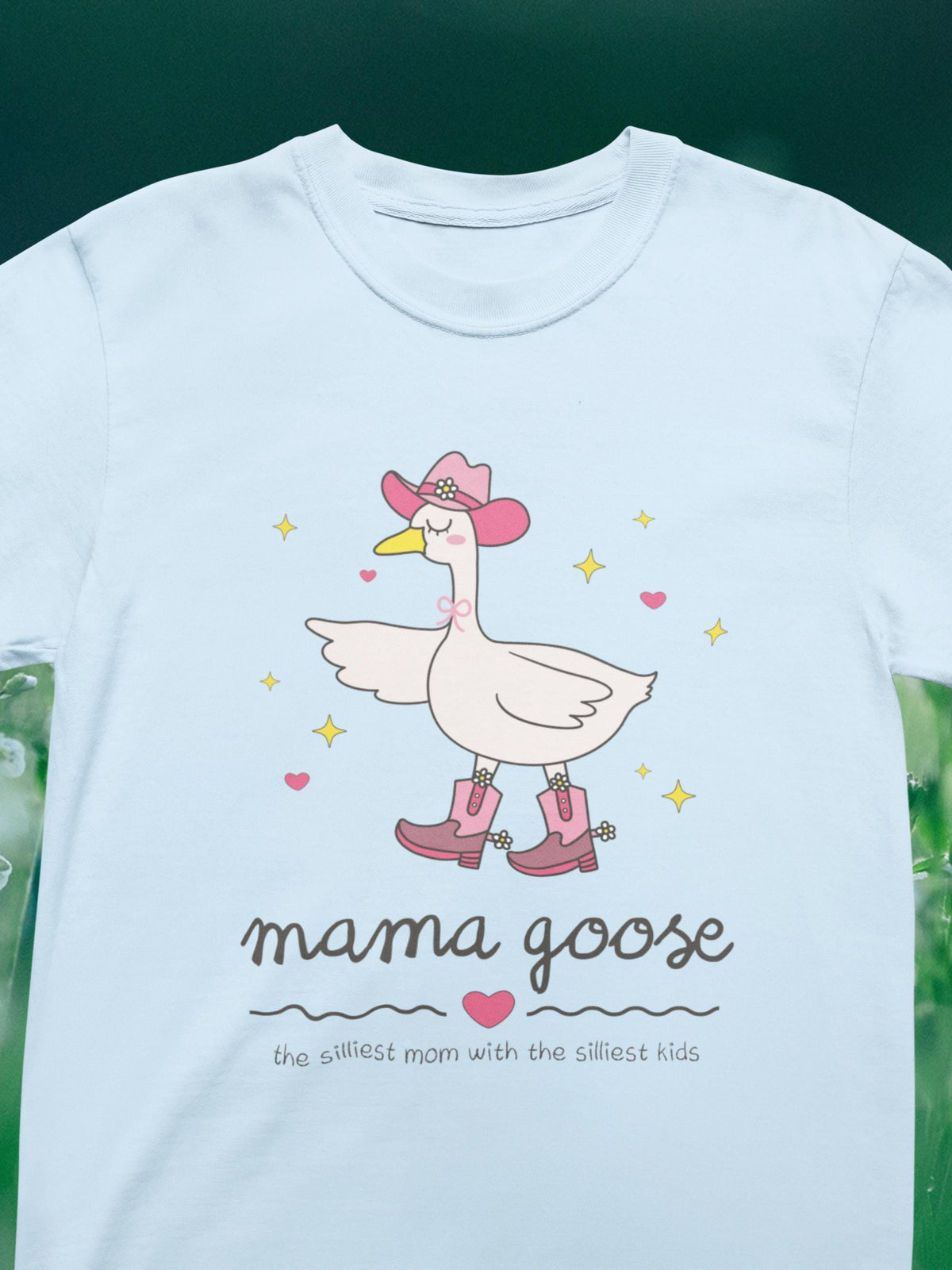 Retro Mama Goose Tee Shirt with Cowgirl Western Aesthetic and Adorable Doodle Stars Funny Saying Mother39s Day Present Gift from Teen Kids Graphic Tee – Feel-Good Design · Trending Graphic Apparel