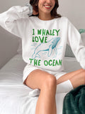Funny Whale Sweatshirt for Marine Biologist or Sister Who Loves the Ocean I Whaley Love the Ocean Cute 90s Aesthetic Crewneck Beach Trip Sweatshirt – Soft Feel · Top Pick For Any Outfit