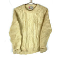 Vintage Grandpa Fisherman Cable Knit Wool Sweater Small Ivory 70s 80s Graphic Tee – Aesthetic Look · Must-Have Style