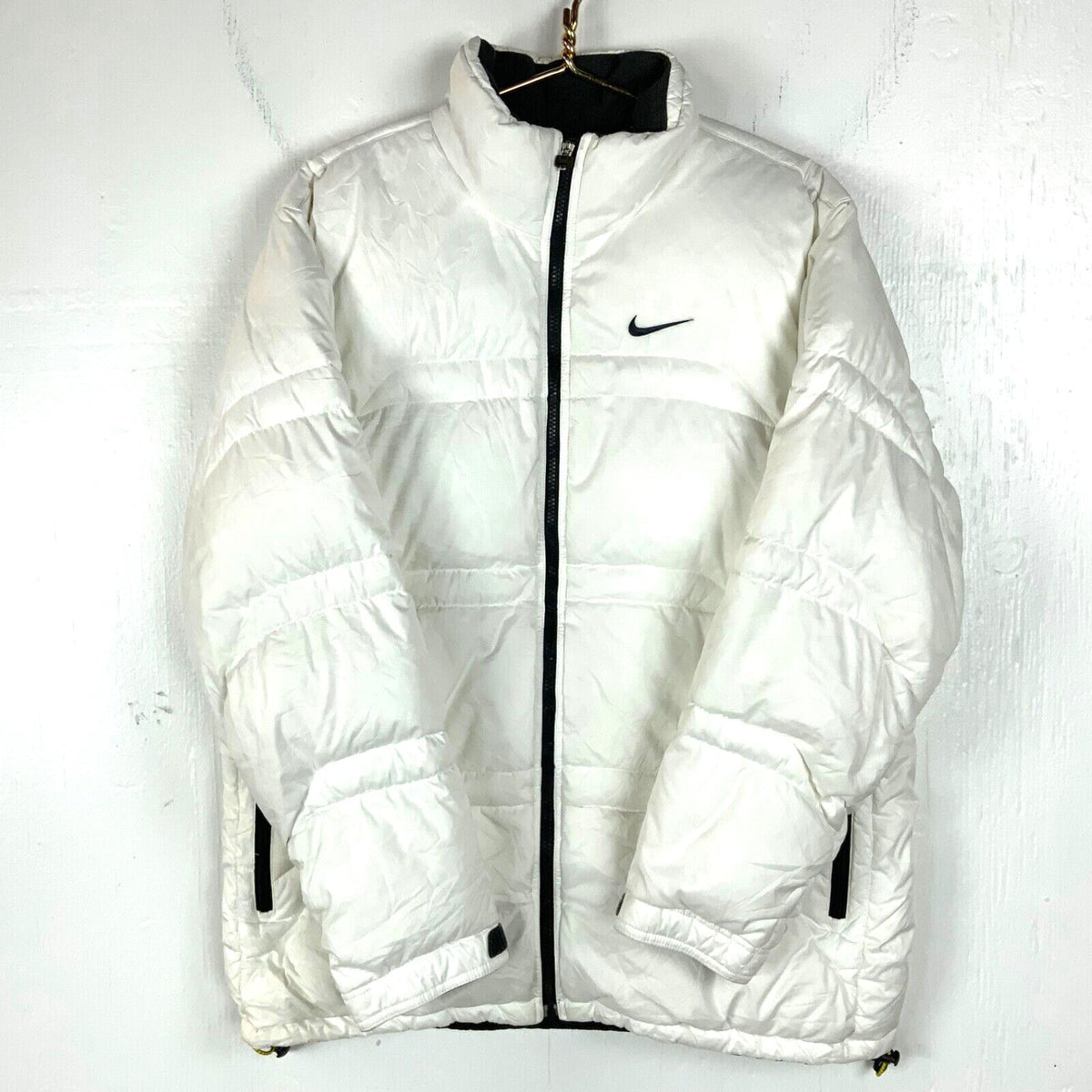 Vintage Nike Swoosh Puffer Down Jacket Size Medium White Full Zip 90s Graphic Tee – Cozy Vibes · Must-Have Style