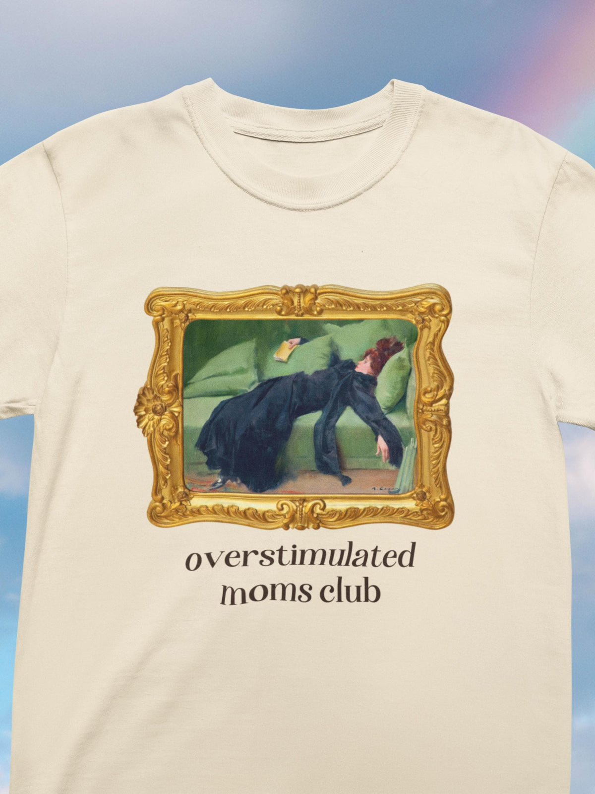 Overstimulated Moms Club Tee Shirt Funny Saying Mother39s Day Gift New Mama or Mom of Twins Shirt Cute Bookish Gift Ramon Casas Painting Graphic Tee – Fan Favorite · Must-Have Style