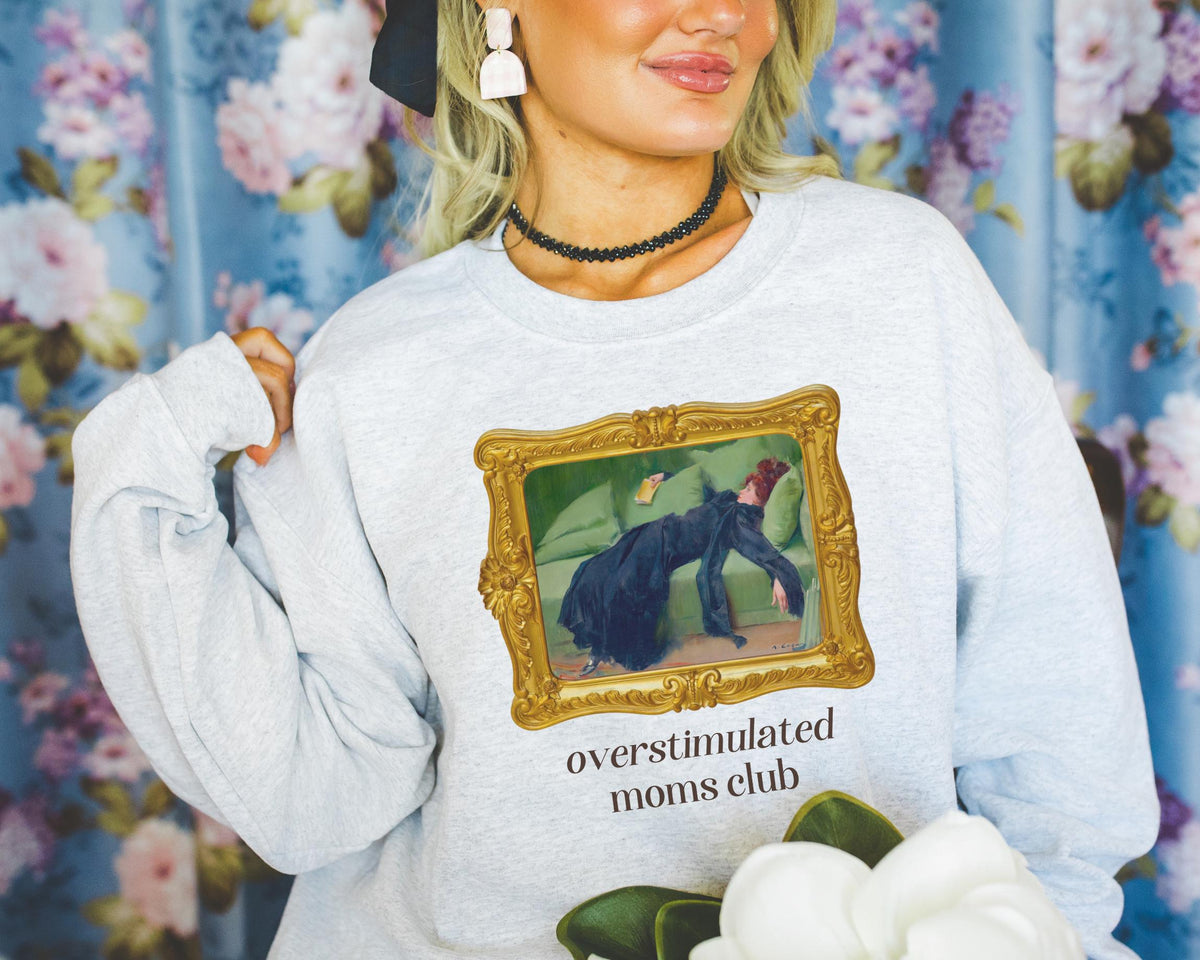 Overstimulated Moms Club Sweatshirt Funny Saying Mother39s Day Gift New Mama or Mom of Twins Shirt Cute Bookish Gift Ramon Casas Painting Sweatshirt – Warm & Stylish · Great Gift For Fans