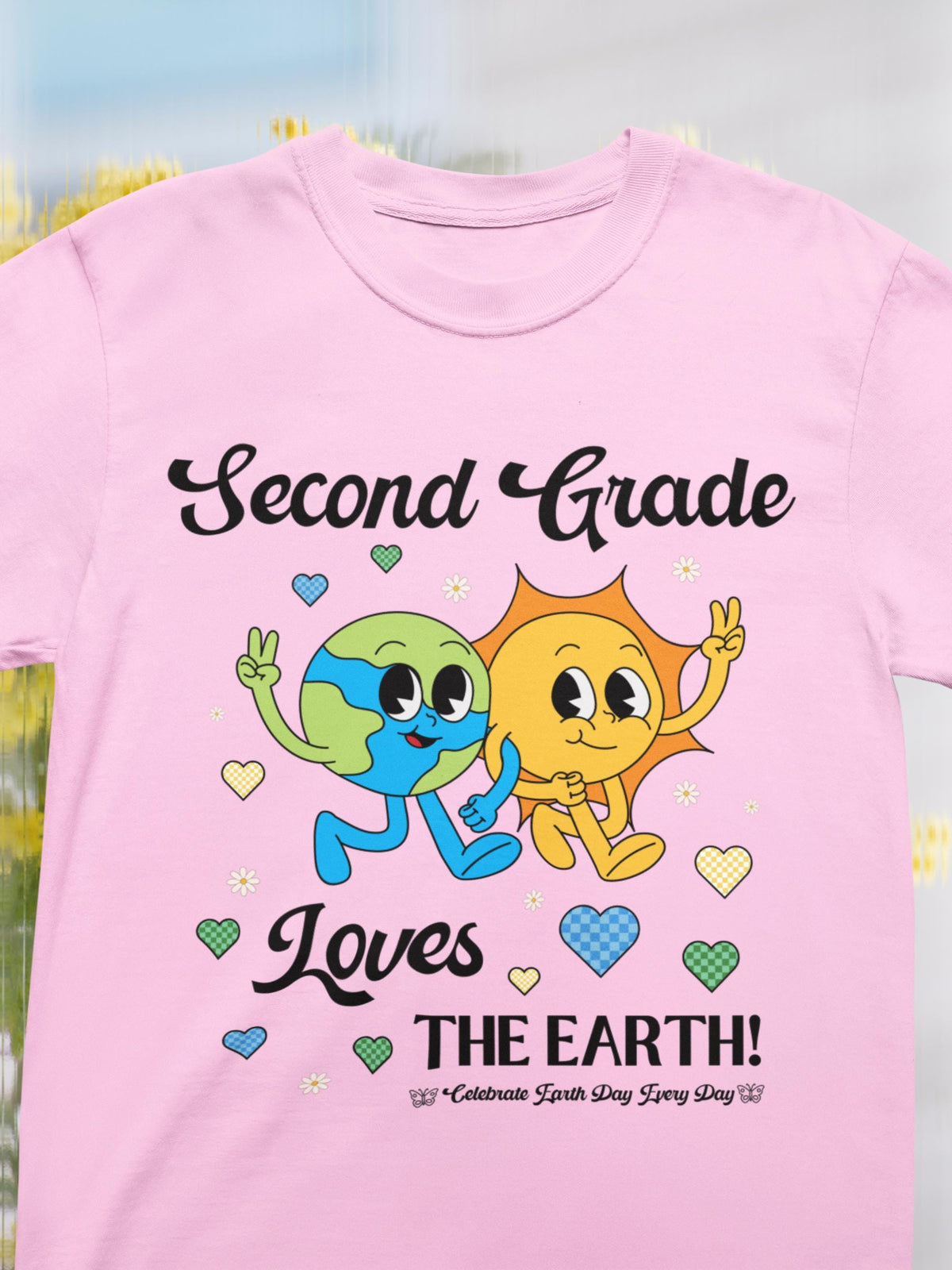 Second Grade Teacher or Crew Earth Day Tee Shirt Second Grade Loves the Earth Retro Groovy Save the Earth Environmental Climate Change Graphic Tee – Warm & Stylish · Must-Have Style